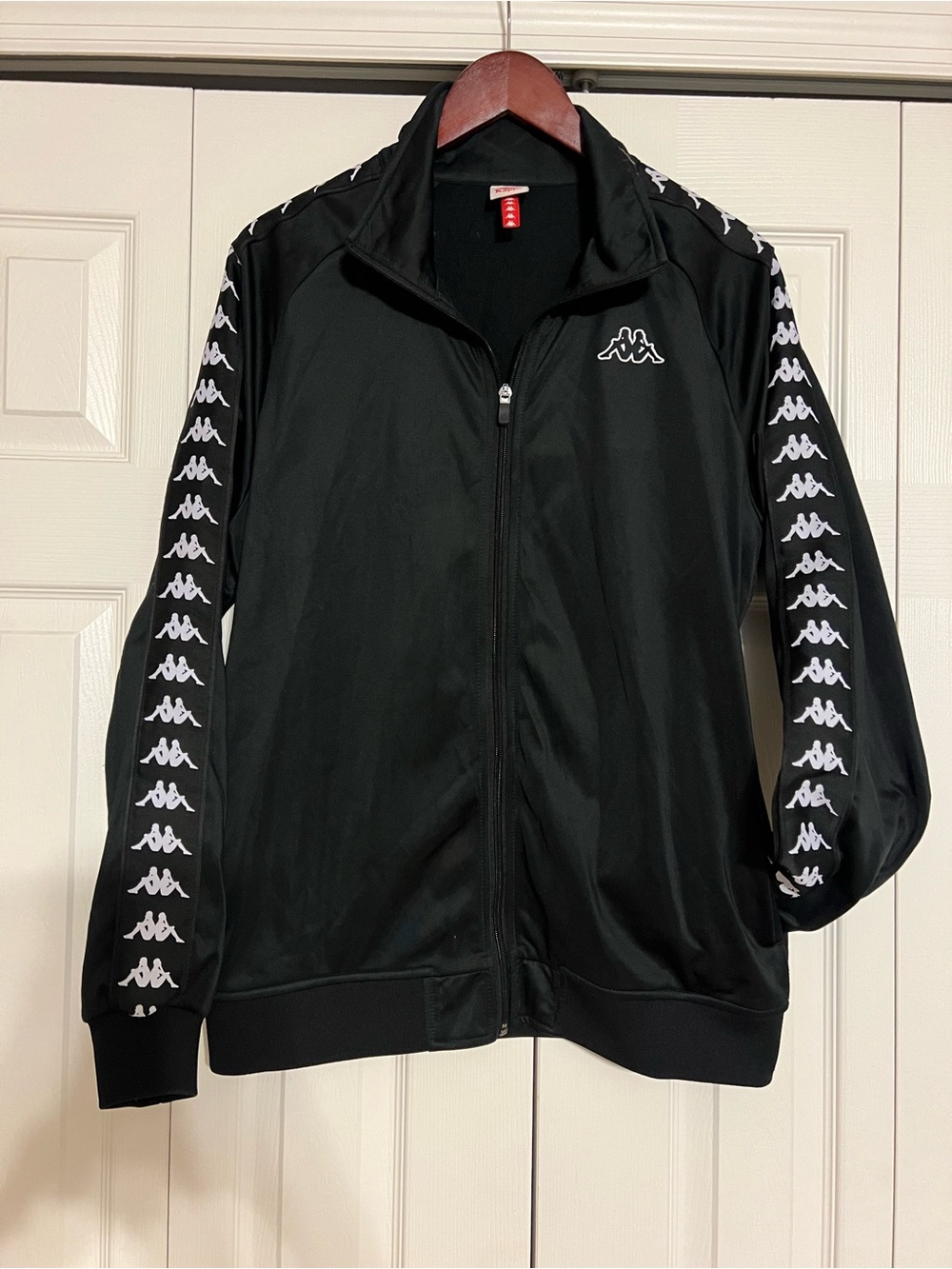 Kappa Black Track Jacket with White Logo Tape